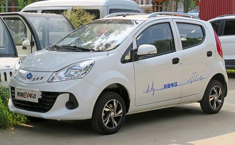 White small four-door hatchback with a heartbeat graphic and roof rails parked beside other cars. Opens a larger view